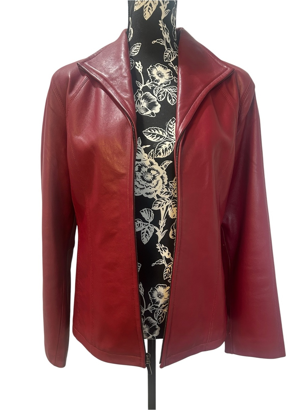 Nine West Red Leather Jacket Women Medium M
